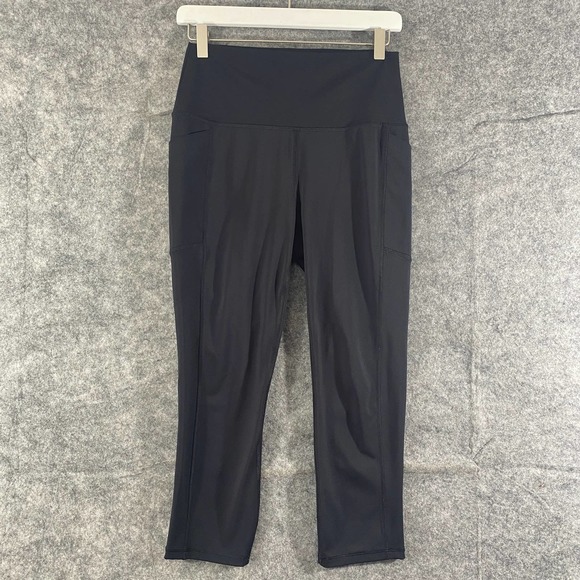 Spyder Womens Leggings Medium Black High Rise Cropped Capri Pockets - Picture 1 of 9